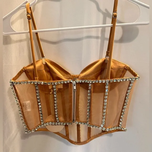 New NWT South Beach Corset in Tan Camila Coelho embellished straplesss